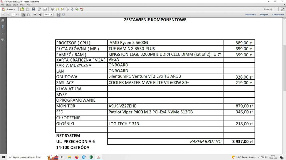 Zestaw gamingowy monitor komputer klawiatura