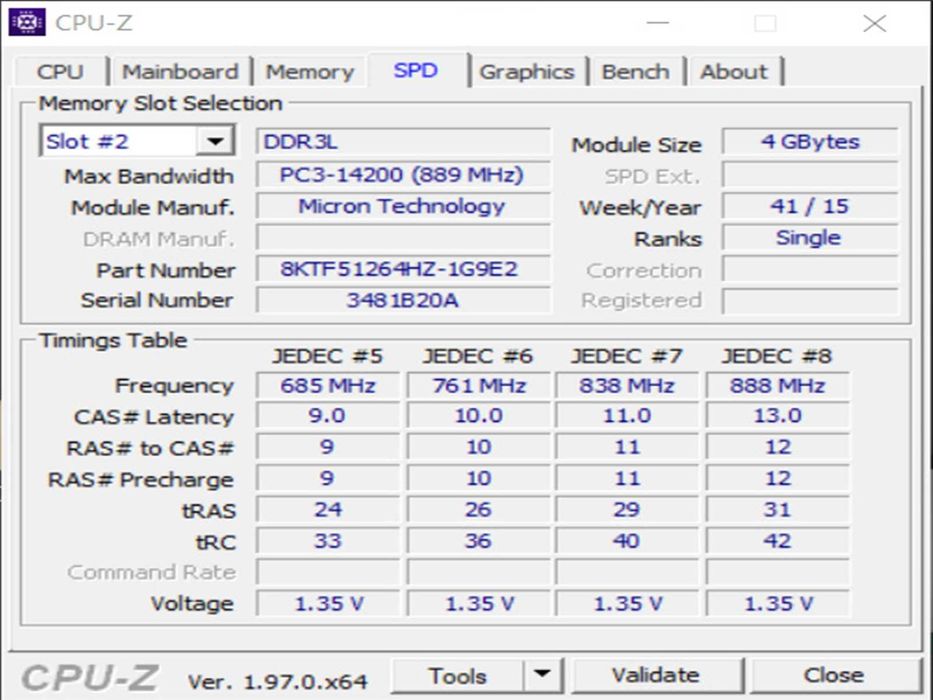DDR3 8GB Micron 14900 L