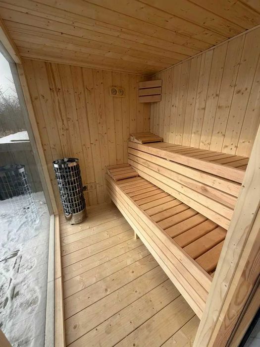 Sauna ogrodowa zewnętrzna fińska OCIEPLONA+PIEC+WITRYNA 2,3x2m