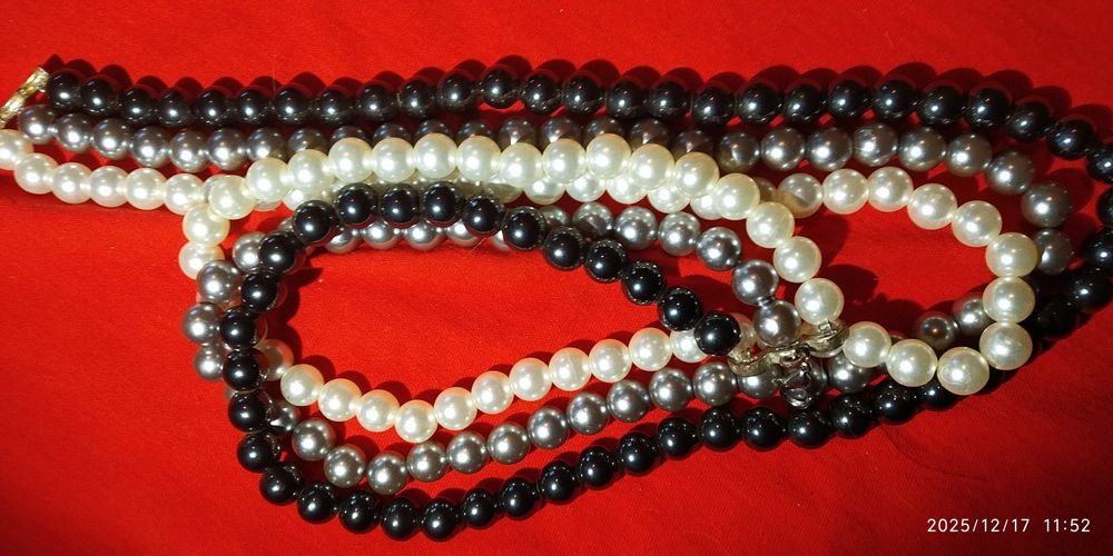 Бусы под жемчуг 3 ряда нарядные
