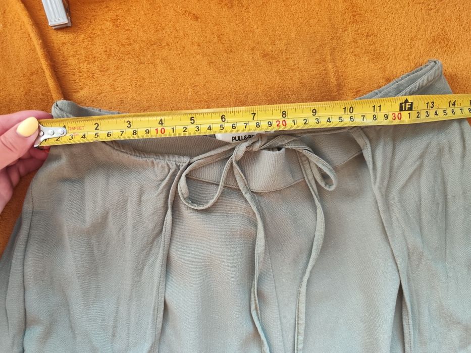 Spodnie szerokie hippie khaki wiskoza len przewiewne 40 L