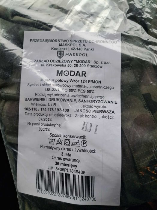Mundur wz 124P/MON   Rozmiar L/ R