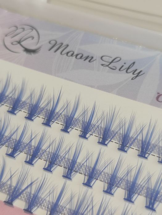 Moon Lily kolorowe niebieskie granatowe rzęsy kępki rzęs 8mm 20D curlC