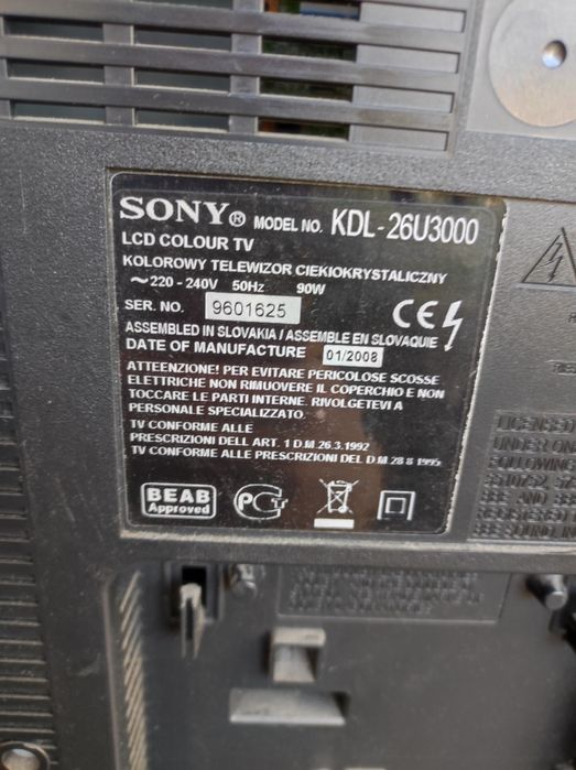 Telewizor Sony KDL-26U3000 do naprawy