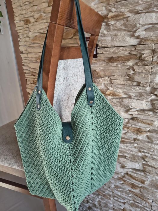 Torba tulipan ze sznurka bawełnianego handmade
