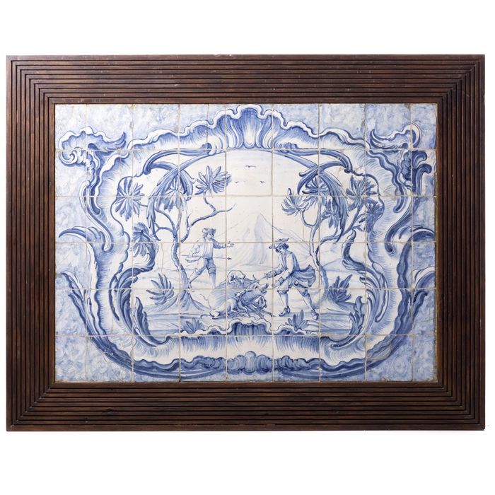 Faianças - Painel de azulejos - Caça ao javali - Século XVIII