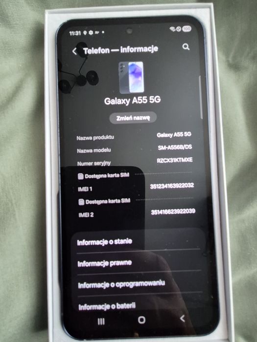 Samsung A55    5 G      bez rys,  bateria w bdb kondycji