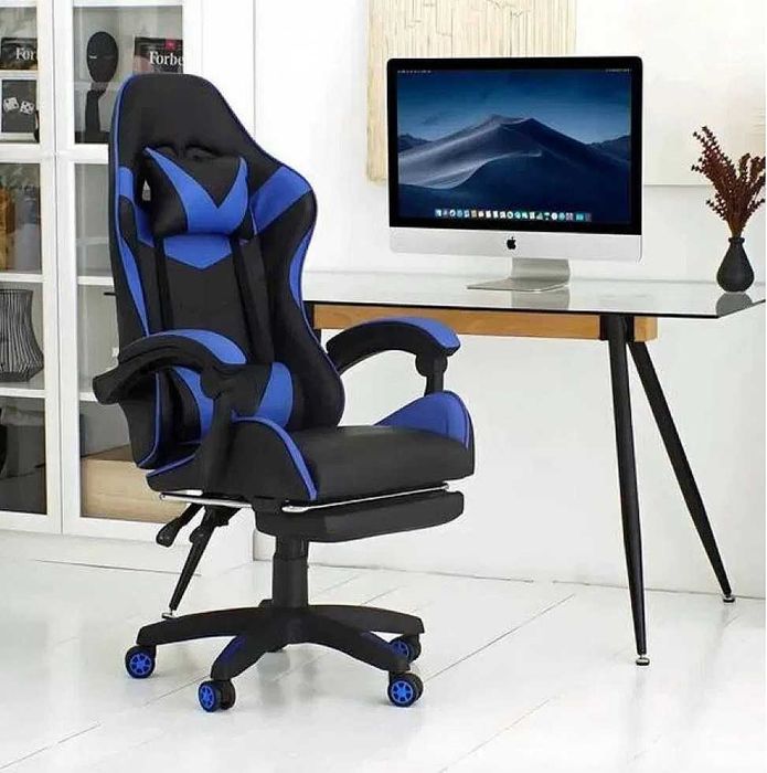 Кресло геймерское игровое комфортное с подножкой офисное