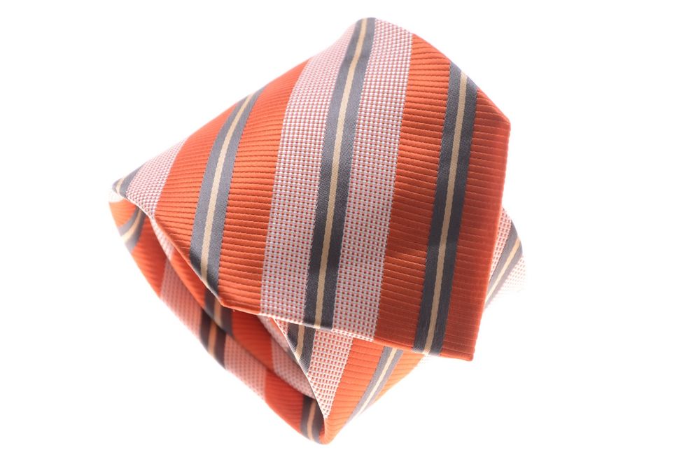 Elegancki krawat w paski pomarańczowy 10 cm