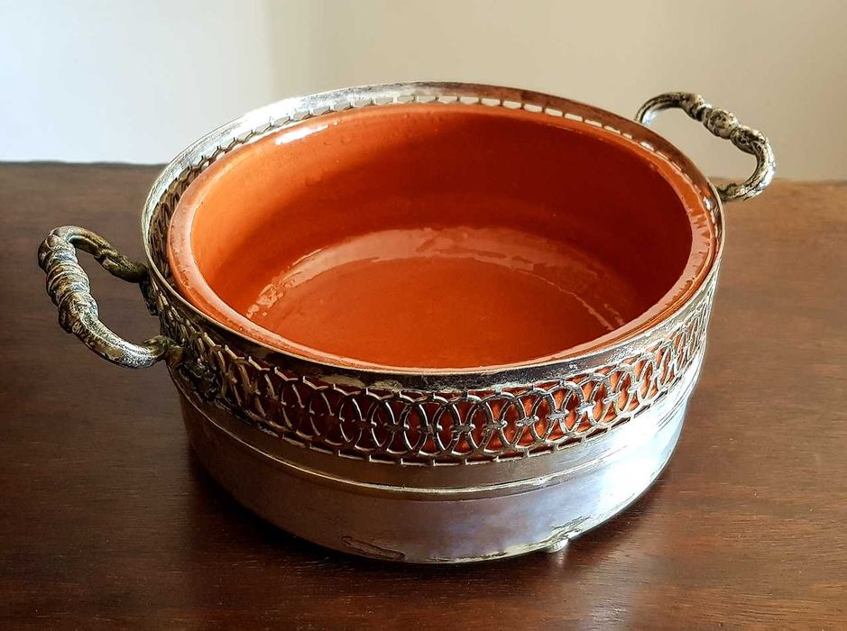 Taça de mesa com tacho de barro 20cm de diâmetro