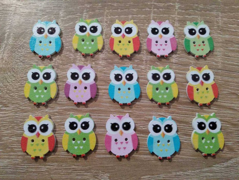 Дерев'яні пуговки гудзики, набори по 15 шт