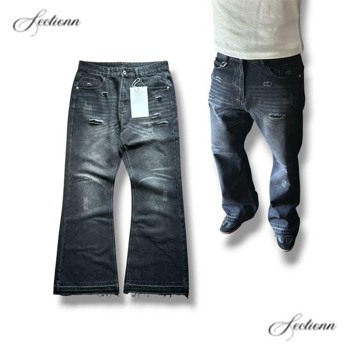 Distressed Black Flared Bootcut Jeans Washed Racer Erd Jaded London Opium опиум Джинси Чорні Кльош Фларед Буткат Sk8 Baggy Y2k wide Черные Клеш Джинсы