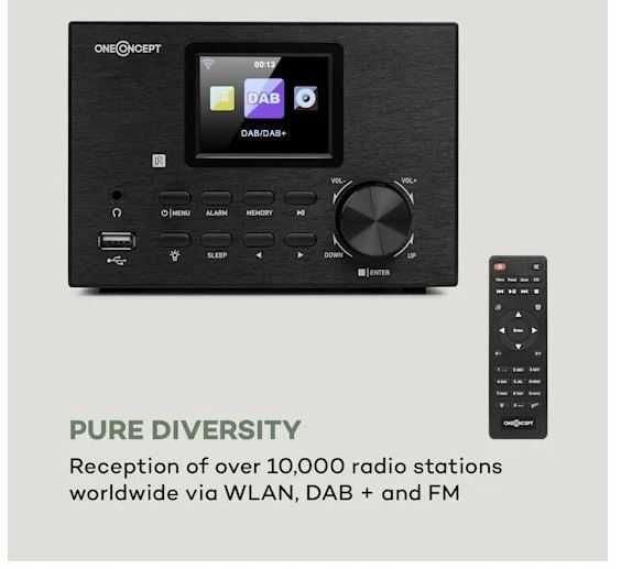 Wieża stereo OneConcept Streamo WIFI radio internetowe Bluetooth CD