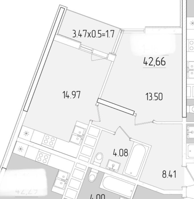 1-комнатная квартира по адресу ул. Краснова (площадь 42,6 м²) - Atlanta.ua - фото 13