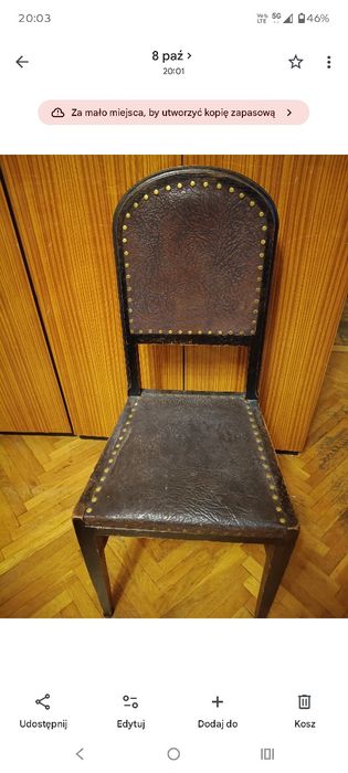 Stare krzesło antyk skórzane siedzenie i oparcie