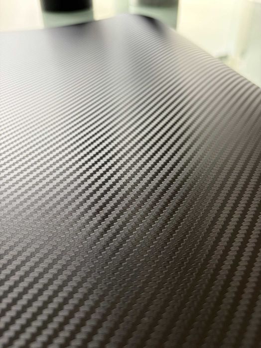 Vinil Autocolante Fibra de Carbono 3D Matte Preto Air Release 50x100cm
