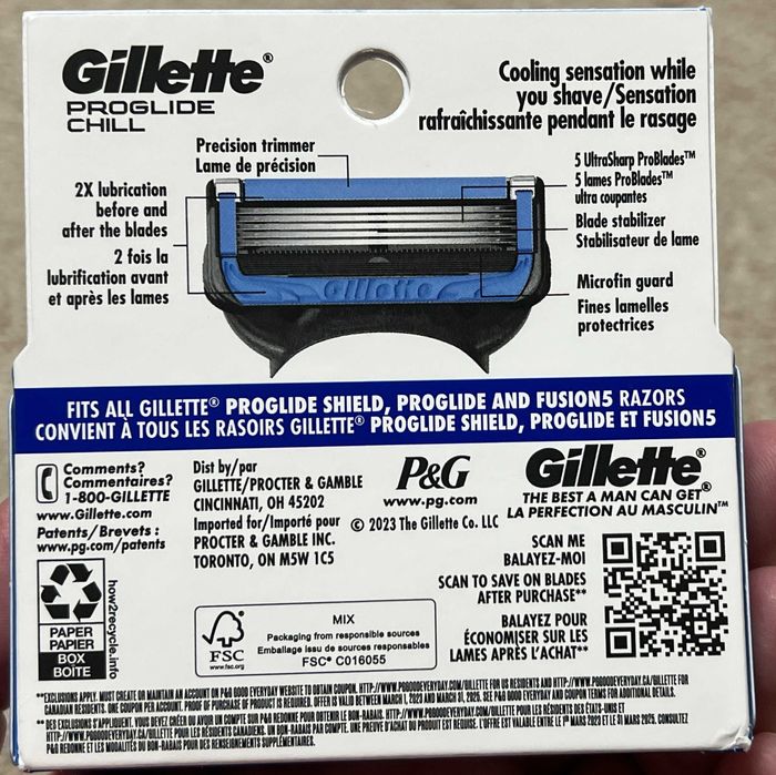 Оригинал США 100% Gillette 4шт, PROGLIDE SHIELD,Chill, лезвия, лосьон