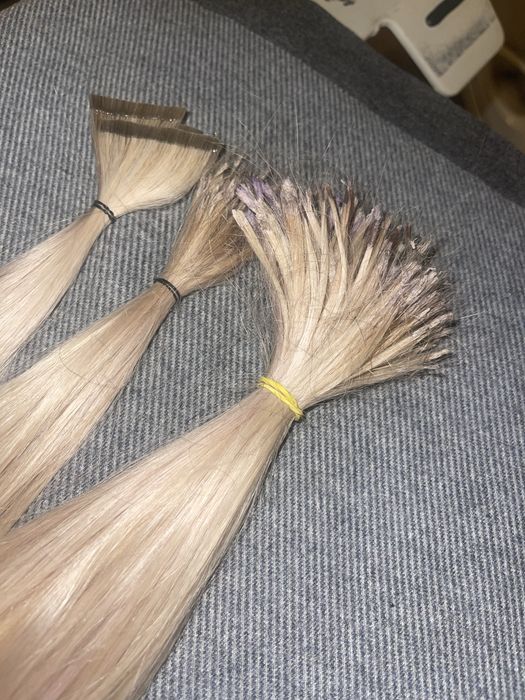 Włosy jasny blond do przedłużania keratyna 40-45 cm