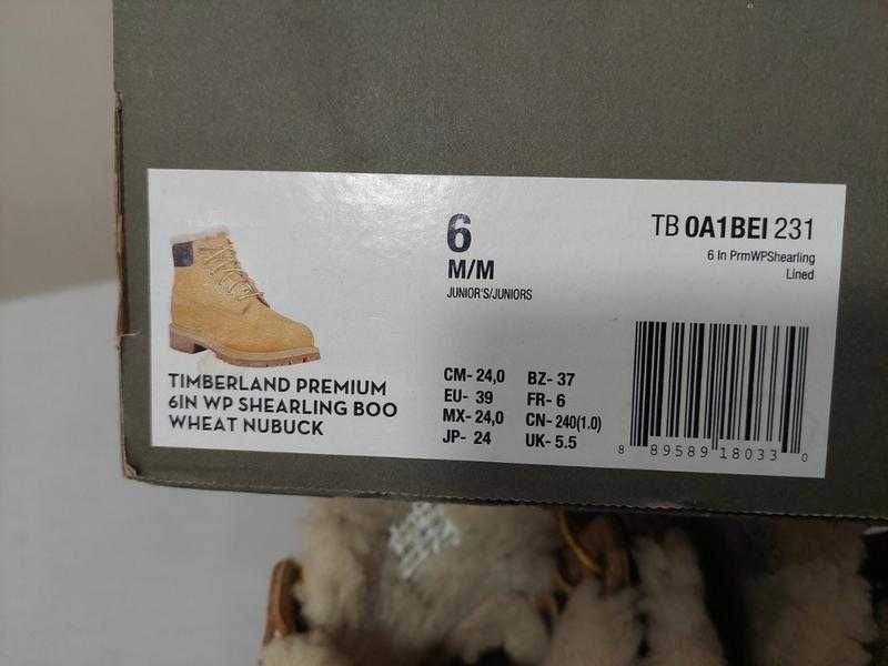 Черевики Timberland premium 6in wp shearling boo wheat nubuck 24 см