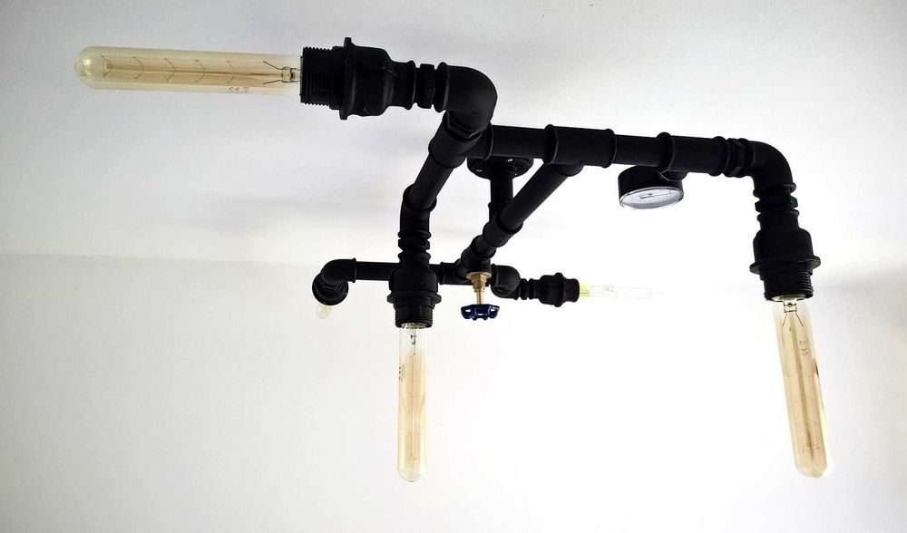 Lampa sufitowa loft z rur hydraulicznych industrialna
