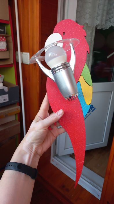 Бра, настінний світильник,  в дитячу, червоний, папуга, птах