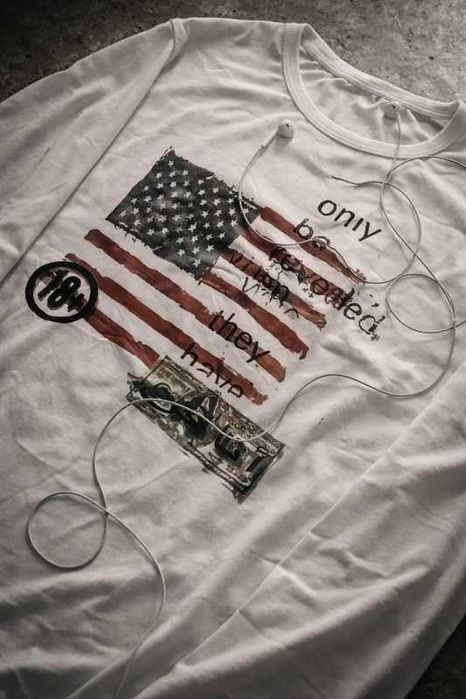 White long sleeve USA loose graphic tee y2k vintage лонг