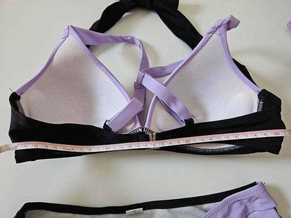 Strój kąpielowy dwuczęściowy fioletowo-czarny bikini