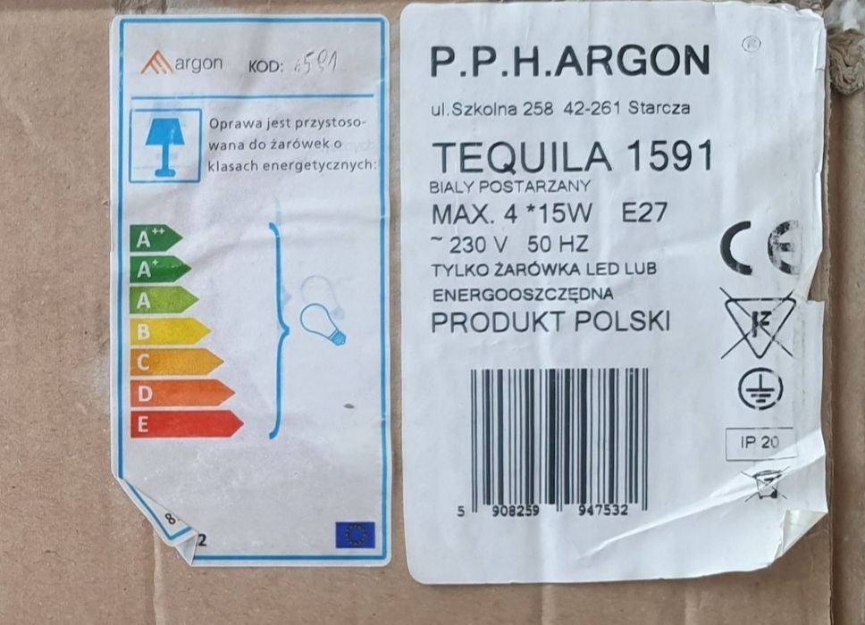 Plafon "Argon" Tequila 1509 50 x 50 cm postarzane drewno mleczne szkło