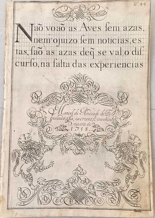 Nova Escola para aprender a ler escrever e contar – 1722 – Folhas de caligrafia e arabescos complexos