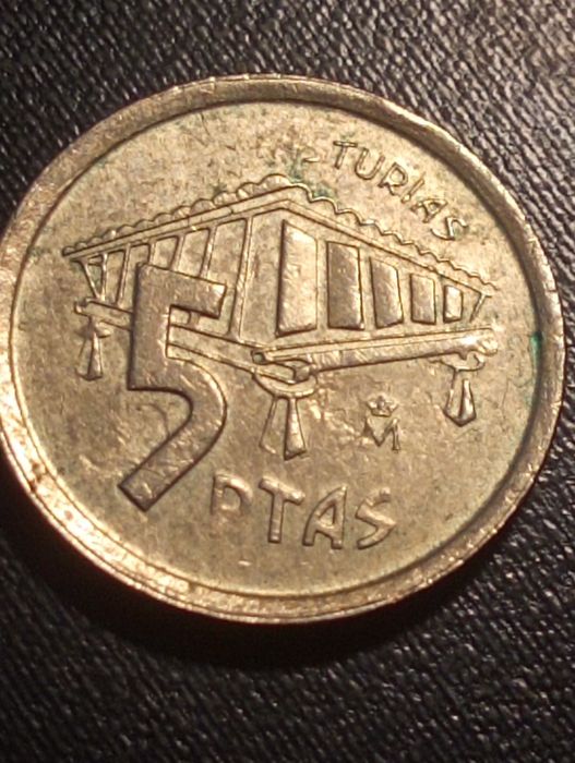 5 pesetas Espanha 1995 - Astúrias - Com erro - Soberba