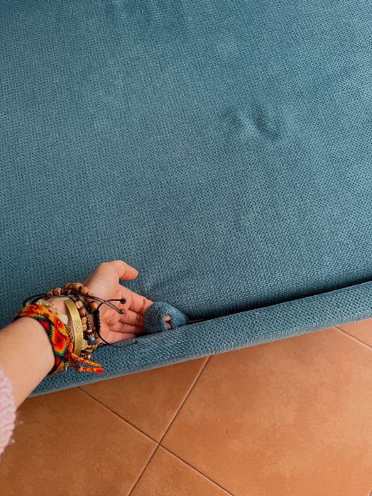 Sofá-cama com chaise longue Azul