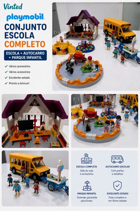 Playmobil Lot: School + School Bus + Playground