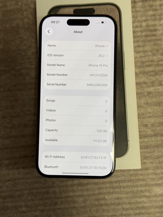 Iphone 15 pro 128gb black titanium 83% bat