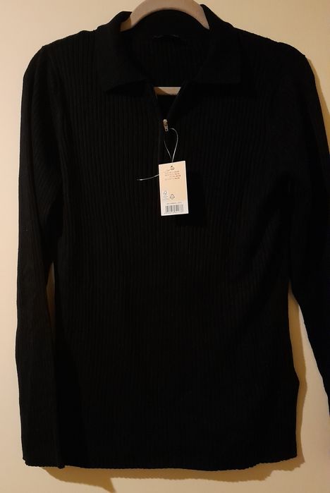 BluzkaPolo Damska/Prążkowany Materiał/