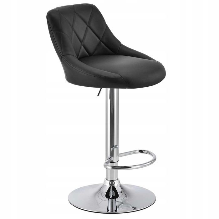 HOKER krzesło barowe pikowane skórzane czarne