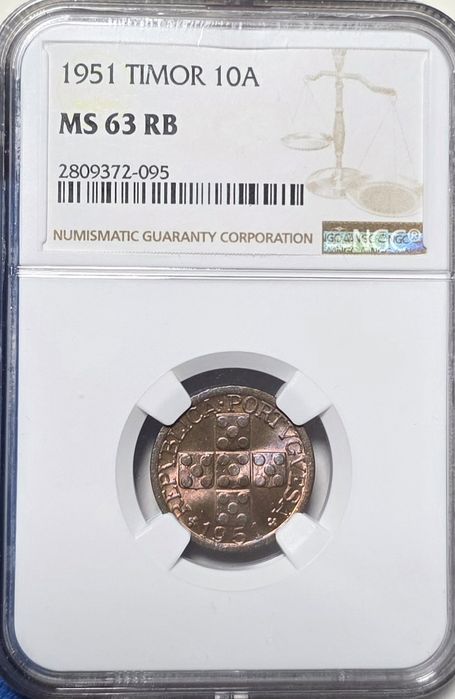 10 avos 1951 MS63 RB