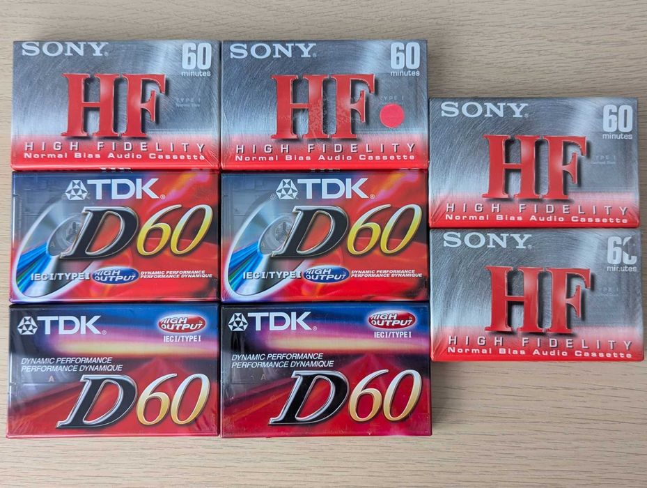 Аудіокасеты аудио кассеты лот 8шт. SONY HF 60, TDK D60