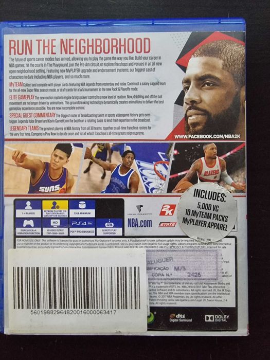 Jogo ps4 nba2k18 usado como novo