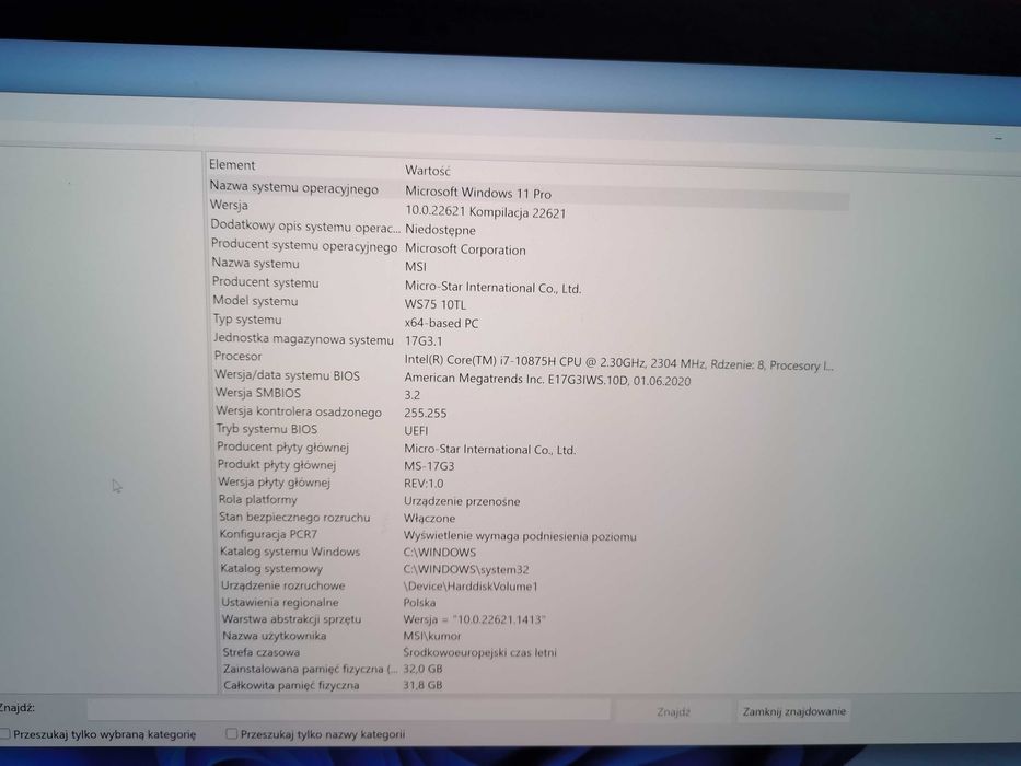 Sprzedam Laptop msi
