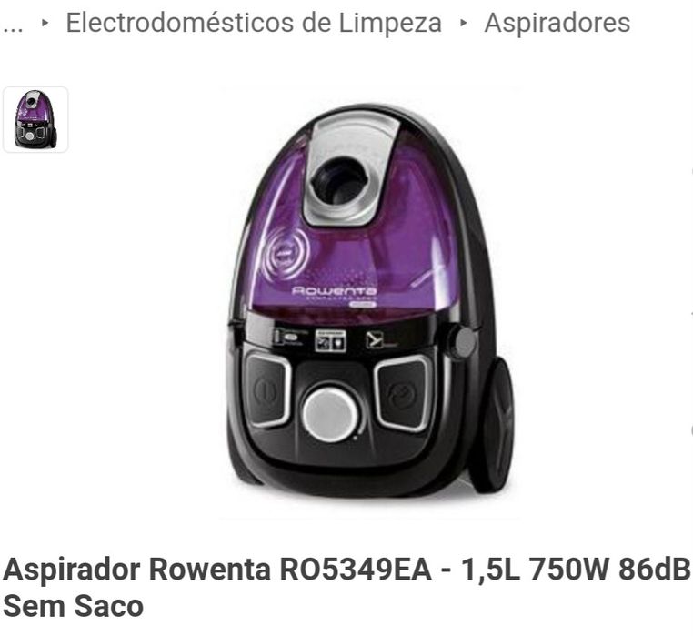 Aspirador Rowenta sem saco usado mas em pleno funcionamento