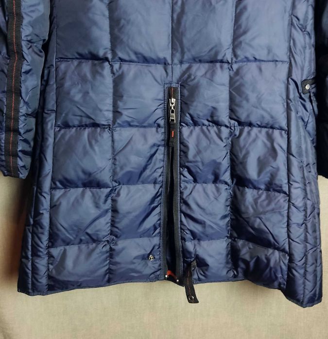 Płaszcz zimowy ciepły puchowy granatowy damski Junge Denmark