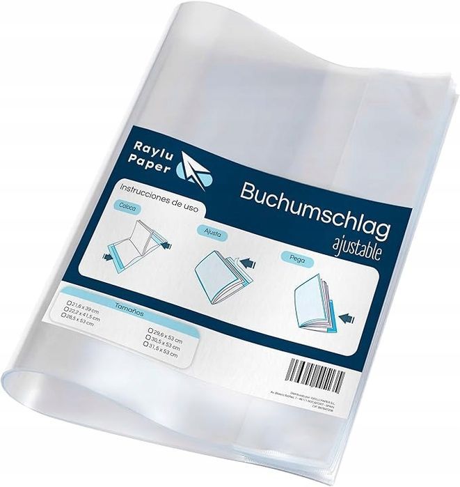 zestaw 5szt transparentne okładki książkowe raylu paper opis 21.6x39