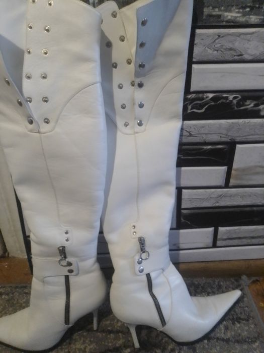 Сапоги ботфорты белые