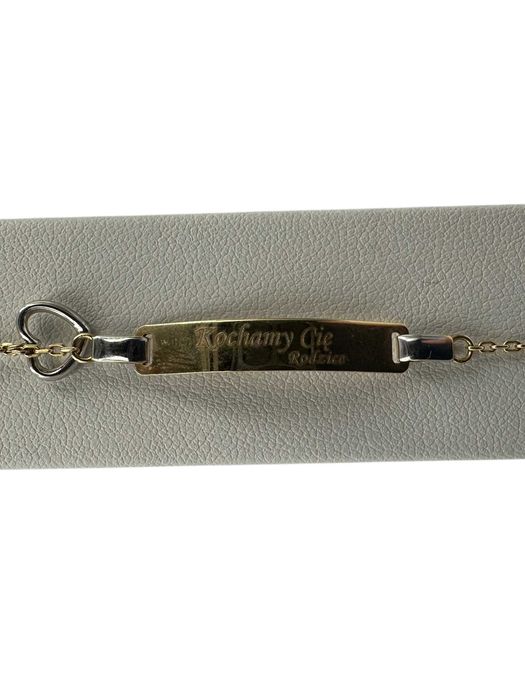 Złota bransoletka - Splot Ankier - P. 585 - "Kochamy Cię, rodzice"