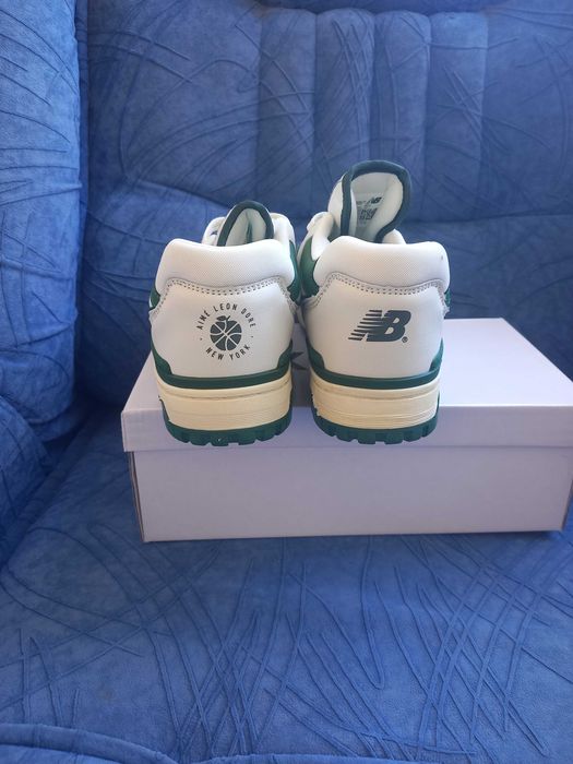 Кросівки чоловічі шкіряні біло-зелені nb