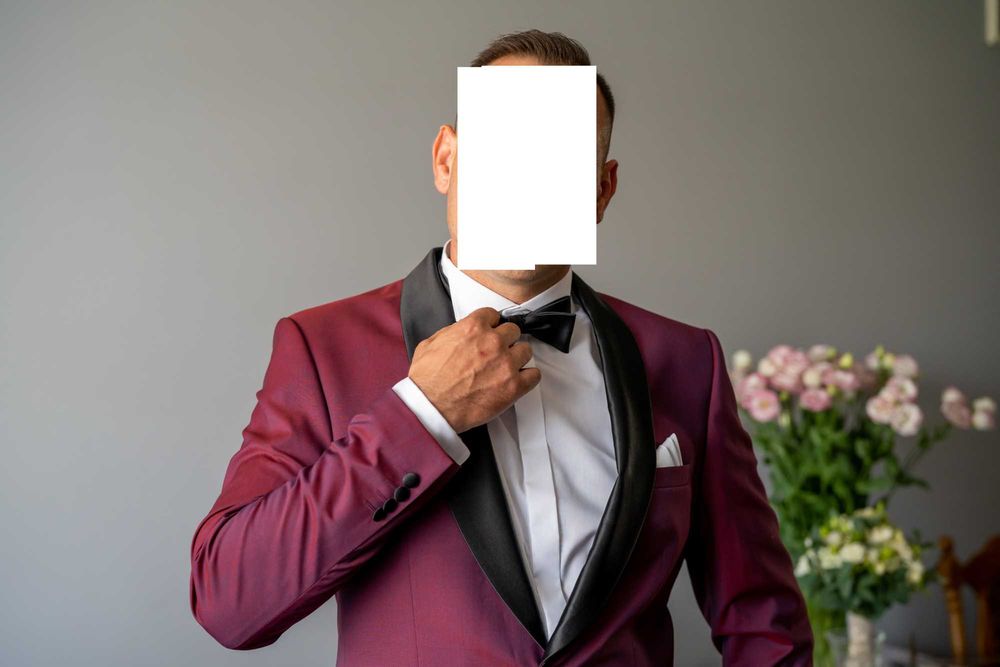 Garnitur/smoking ślubny bordowy GIACOMO CONTI