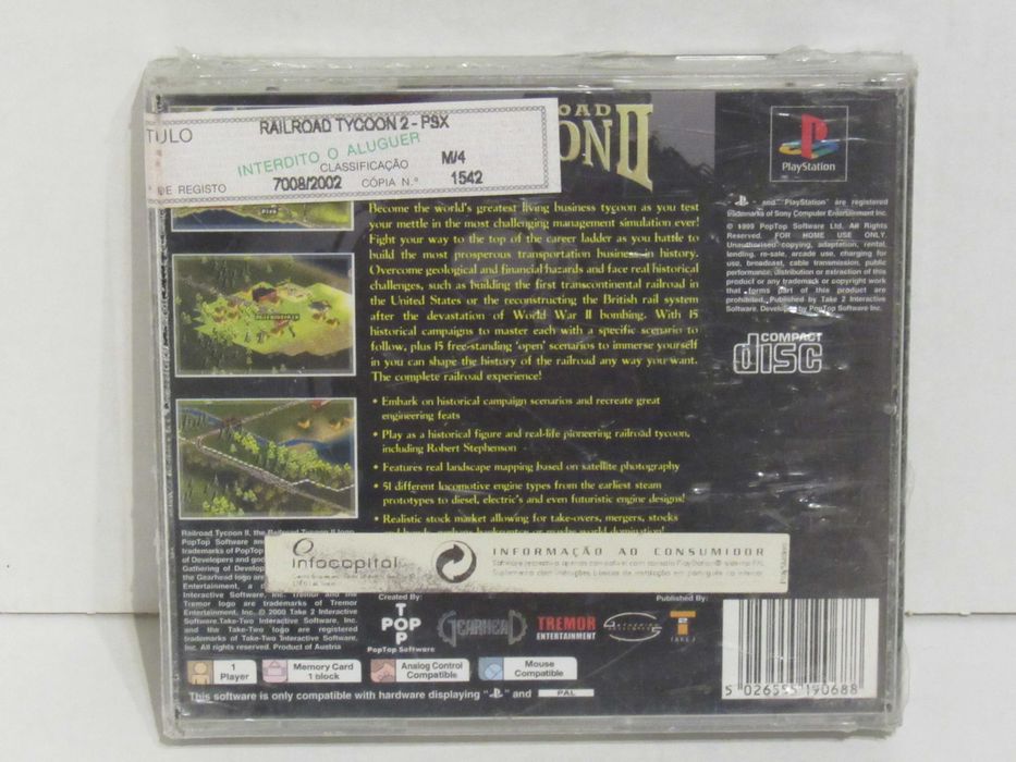 Jogo Playstation PS1 PSX Railroad Tycoon II novo selado