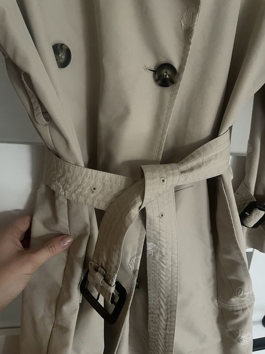 Dwyrzęrowy trencz płaszcz Zara w kwiaty floral 36