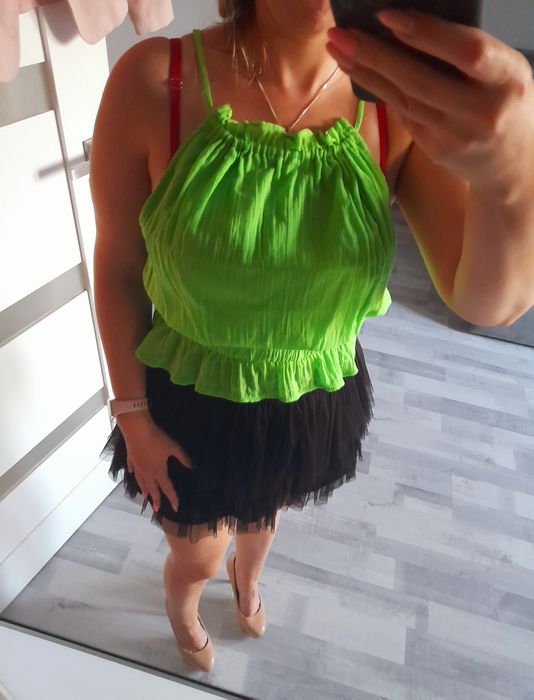 Bluzka falbanki falbanka zielona green cropp crop Top croptop lato