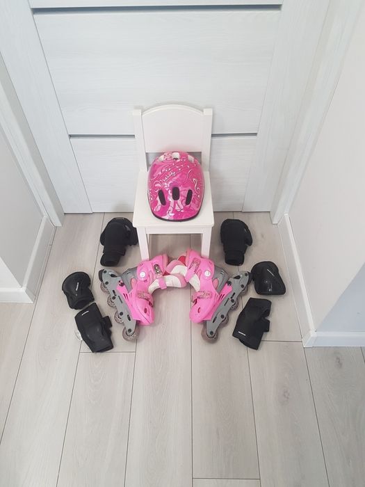 Dziecięcy zestaw rolki, kask, ochraniacze 34-37
